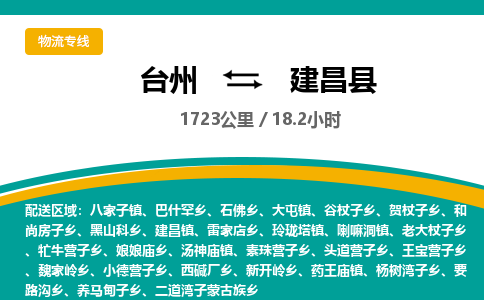 臺州到建昌縣物流專線 臺州到建昌縣物流專線
