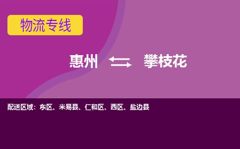 惠州到攀枝花西區(qū)物流公司